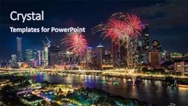  Presentation with fireworks - Theme having aerial view of the south background and a navy blue colored foreground