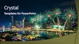  Presentation with banking bank vault door - Slide deck featuring aerial view of the south background and a navy blue colored foreground