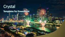  Presentation with banking bank vault door - PPT theme consisting of aerial view of the south background and a navy blue colored foreground