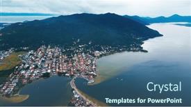  Presentation with brazil - PPT layouts with aerial-view-of-the-town background and a ocean colored foreground