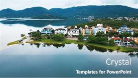  Presentation with brazil - Presentation design with aerial-view-of-the-town background and a teal colored foreground