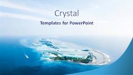  Presentation with island resort - PPT layouts having aerial view of the tropical island with resort maldives background and a sky blue colored foreground