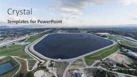  Presentation with los angeles - Slide set consisting of aerial-view-of-the-van background and a light blue colored foreground