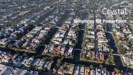  Presentation with los angeles - Presentation theme featuring aerial view of the venice beach canal streets residential district in los angeles california background and a gray colored foreground