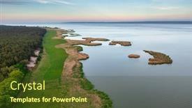  Presentation with lagoon - PPT theme having aerial-view-of-the-vistula background and a tawny brown colored foreground