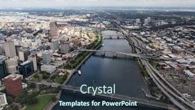  Presentation with bridges - Audience pleasing PPT theme consisting of aerial-view-of-the-williamette backdrop and a tawny brown colored foreground