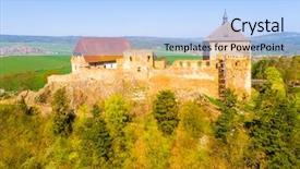  Presentation with royal - Theme having aerial view of tocnik castle background and a light blue colored foreground