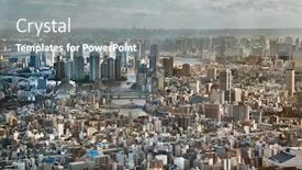  Presentation with tokyo - Beautiful presentation design featuring aerial view of tokyo japan with mist in the air backdrop and a gray colored foreground