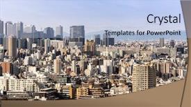  Presentation with tokyo - Presentation theme enhanced with aerial view of tokyo skylines background and a light blue colored foreground