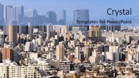  Presentation with city of chicago aerial view - Amazing slide set having aerial view of tokyo skylines backdrop and a light blue colored foreground