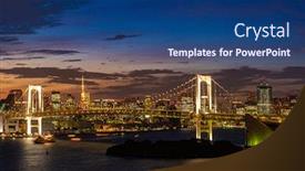  Presentation with city of chicago aerial view - Beautiful PPT theme featuring aerial-view-of-tokyo-skylines backdrop and a ocean colored foreground