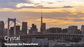  Presentation with city japan - Audience pleasing theme consisting of aerial-view-of-tokyo-skylines backdrop and a dark gray colored foreground