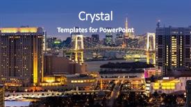  Presentation with arizona sunset view - Slide set consisting of aerial view of tokyo sunset background and a ocean colored foreground