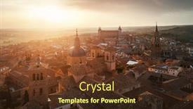  Presentation with historical buildings - Amazing slide set having aerial-view-of-toledo-town backdrop and a tawny brown colored foreground