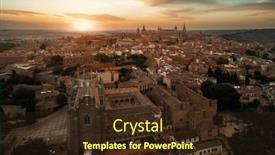  Presentation with historical buildings - PPT theme having aerial-view-of-toledo-town background and a wine colored foreground