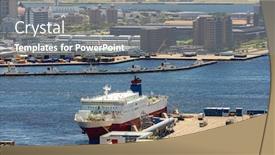  Presentation with cruise ship - Slide set enhanced with aerial-view-of-tourist-cruise background and a gray colored foreground