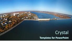  Presentation with hydroelectric - Slides having aerial-view-of-town-novosibirsk background and a wine colored foreground