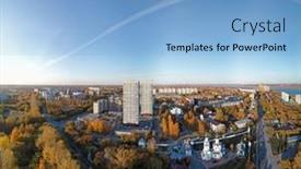  Presentation with church - Cool new slides with aerial-view-of-town-novosibirsk backdrop and a light blue colored foreground