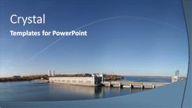  Presentation with hydroelectric - Beautiful theme featuring aerial-view-of-town-novosibirsk backdrop and a ocean colored foreground