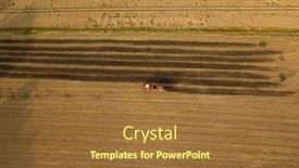  Presentation with fertilizer - Audience pleasing PPT theme consisting of aerial-view-of-tractor backdrop and a tawny brown colored foreground