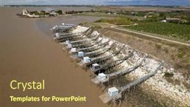  Presentation with fishing - Slide set having aerial-view-of-traditional-wooden background and a tawny brown colored foreground