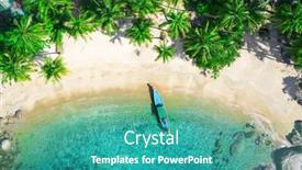  Presentation with tropical - Audience pleasing slide deck consisting of aerial-view-of-tropical-beach backdrop and a teal colored foreground