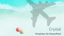  Presentation with airplane - Audience pleasing PPT theme consisting of aerial-view-of-tropical-beach backdrop and a sky blue colored foreground