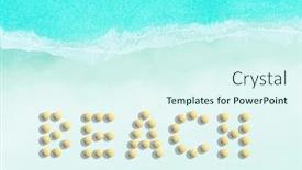  Presentation with umbrella - Presentation design consisting of aerial-view-of-tropical-beach background and a sky blue colored foreground