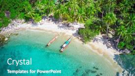  Presentation with aerial - Colorful PPT theme enhanced with aerial-view-of-tropical-beach backdrop and a teal colored foreground