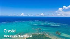  Presentation with lagoon - Presentation theme enhanced with aerial view of tropical lagoon background and a teal colored foreground