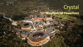  Presentation with aerial - Presentation design consisting of aerial-view-of-tulou background and a tawny brown colored foreground