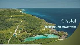  Presentation with green lake - Cool new slides with aerial-view-of-turquoise-salt backdrop and a ocean colored foreground