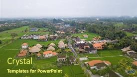  Presentation with indonesia - Slide set having aerial view of ubud countryside in bali indonesia background and a tawny brown colored foreground