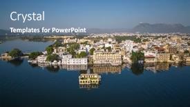  Presentation with udaipur - Presentation having aerial-view-of-udaipur-cityscape background and a teal colored foreground