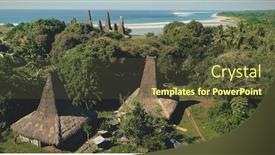  Presentation with paradise island - Colorful presentation enhanced with aerial-view-of-unique-indonesia backdrop and a tawny brown colored foreground