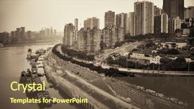  Presentation with urban buildings - Presentation consisting of aerial view of urban buildings background and a  colored foreground