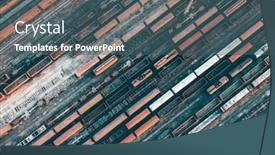  Presentation with trains - Slide set featuring aerial-view-of-various-railway background and a ocean colored foreground