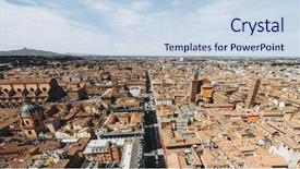  Presentation with city of chicago aerial view - PPT theme having aerial view of via dell background and a sky blue colored foreground