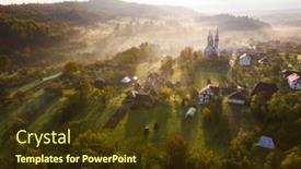  Presentation with sky sun - Slides featuring aerial-view-of-village background and a tawny brown colored foreground