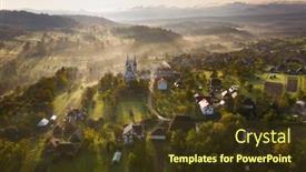  Presentation with aerial - PPT theme enhanced with aerial-view-of-village background and a tawny brown colored foreground