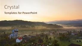  Presentation with fog - Slides featuring aerial-view-of-village background and a cream colored foreground