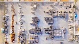  Presentation with logistics warehouse - Slide deck featuring aerial-view-of-warehouse background and a soft green colored foreground