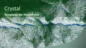  Presentation with waves - PPT theme having aerial-view-of-waves-hitting background and a forest green colored foreground