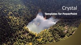 Presentation with foggy forest - Presentation theme consisting of aerial-view-of-wild-lake background and a tawny brown colored foreground