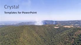  Presentation with drone fire - Presentation theme featuring aerial-view-of-wildfire background and a light blue colored foreground