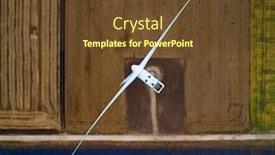  Presentation with turbine - Slide set having aerial view of wind turbine tower on field background and a tawny brown colored foreground