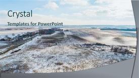  Presentation with forests - Audience pleasing slide deck consisting of aerial view of winter land backdrop and a sky blue colored foreground