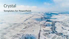  Presentation with forests - Slide set consisting of aerial view of winter land background and a light blue colored foreground