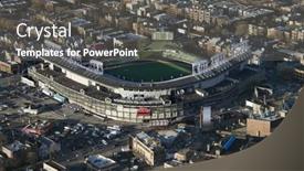  Presentation with chicago - Slides featuring aerial-view-of-wrigley-field background and a  colored foreground