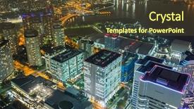  Presentation with city japan - Theme with aerial view of yokohama city at night japan background and a tawny brown colored foreground
